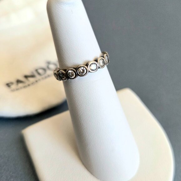 Pandora sterling silver ring with cubic zirconia. - Picture 1 of 7